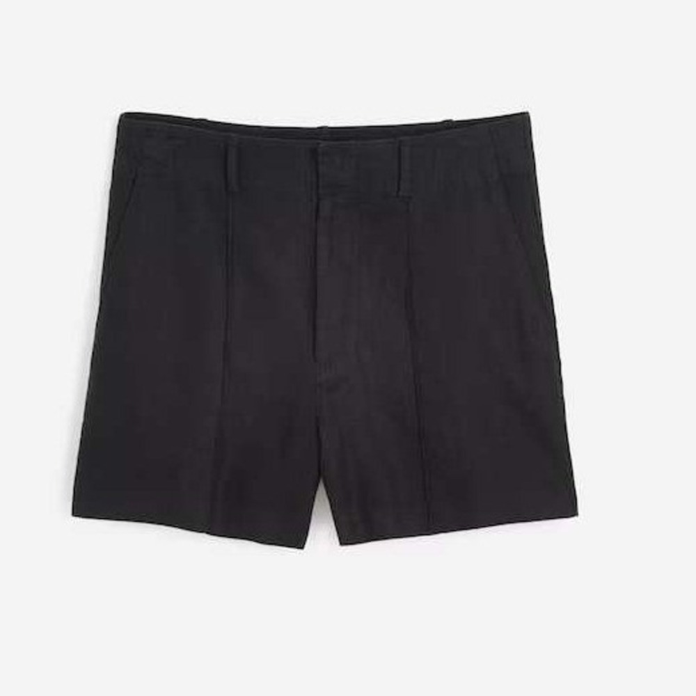 Madewell Pintucked 100% Linen Shorts Black 6 New With Tags